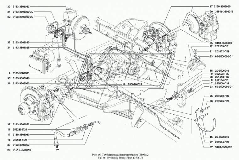 3163-3506060 Шланг ф10 L=405 Ш=Рнаруж=М16х1,5/М16х1,5/Рвнутр=М10х1,5/М10х1,5 К=17 тормозной УАЗ-3163 ПАТРИОТ пер ДЗТА